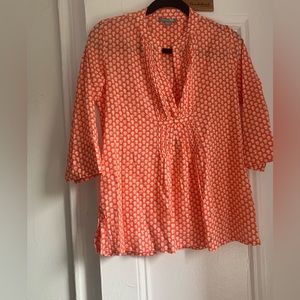 Block Print Tunic Shirt with pouch- size Small